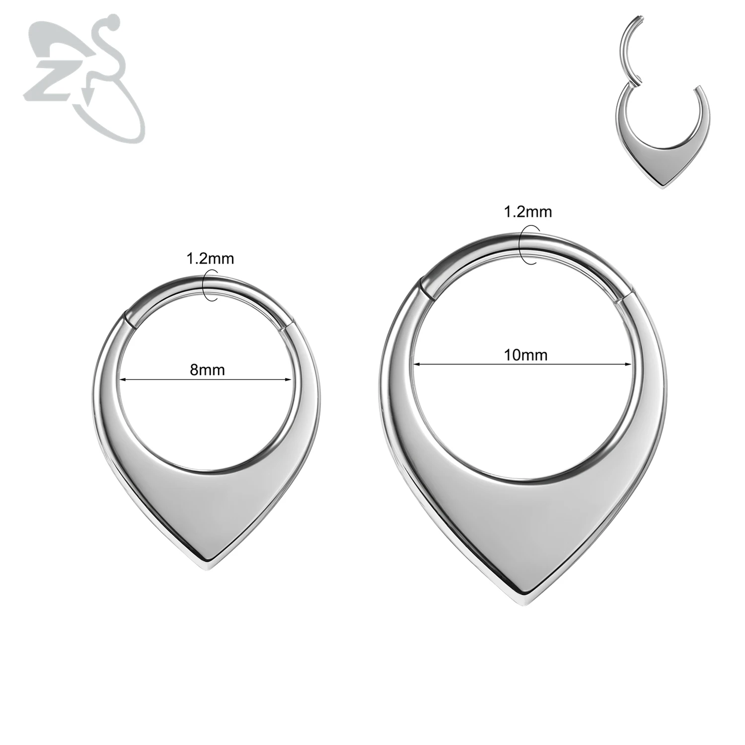 ZS 1 PC 16G Inverted Triangle Shape Stainless Steel Nose Ring Minimalist Septum Piercings Earring Body Piercing Jewelry 8/10MM