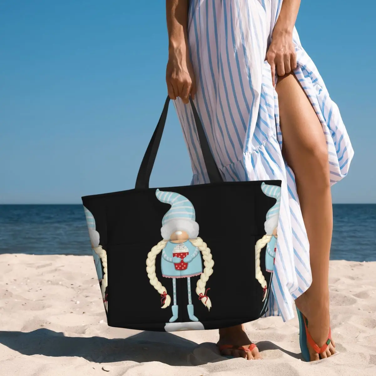 

Рождественский гном с кофейной пляжной сумкой-тоут Спортивная сумка для занятий йогой в тренажерном зале Большая большая сумка Женская дорожная сумка Сумка для фитнеса