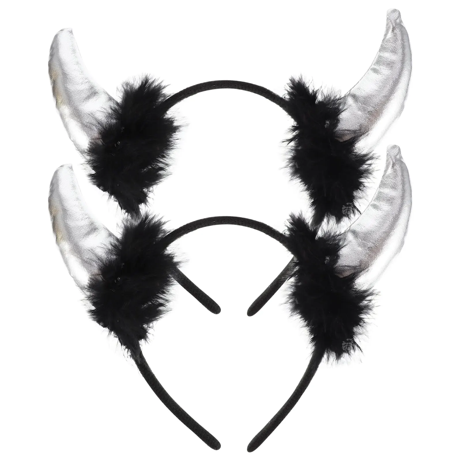 

2pcs Ox Horn Headb Hair Hoops Halloween Headdress Props Funny Costume Accessory Gothic Party Hair Decorations