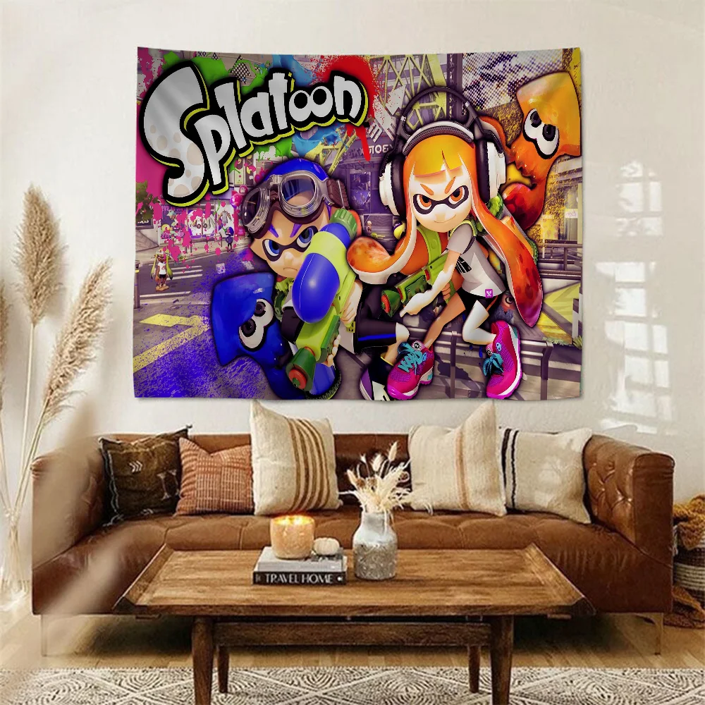 S-Splatoon Tapestry Art Printing Art Science Fiction Room Home Decor Wall Art Decor