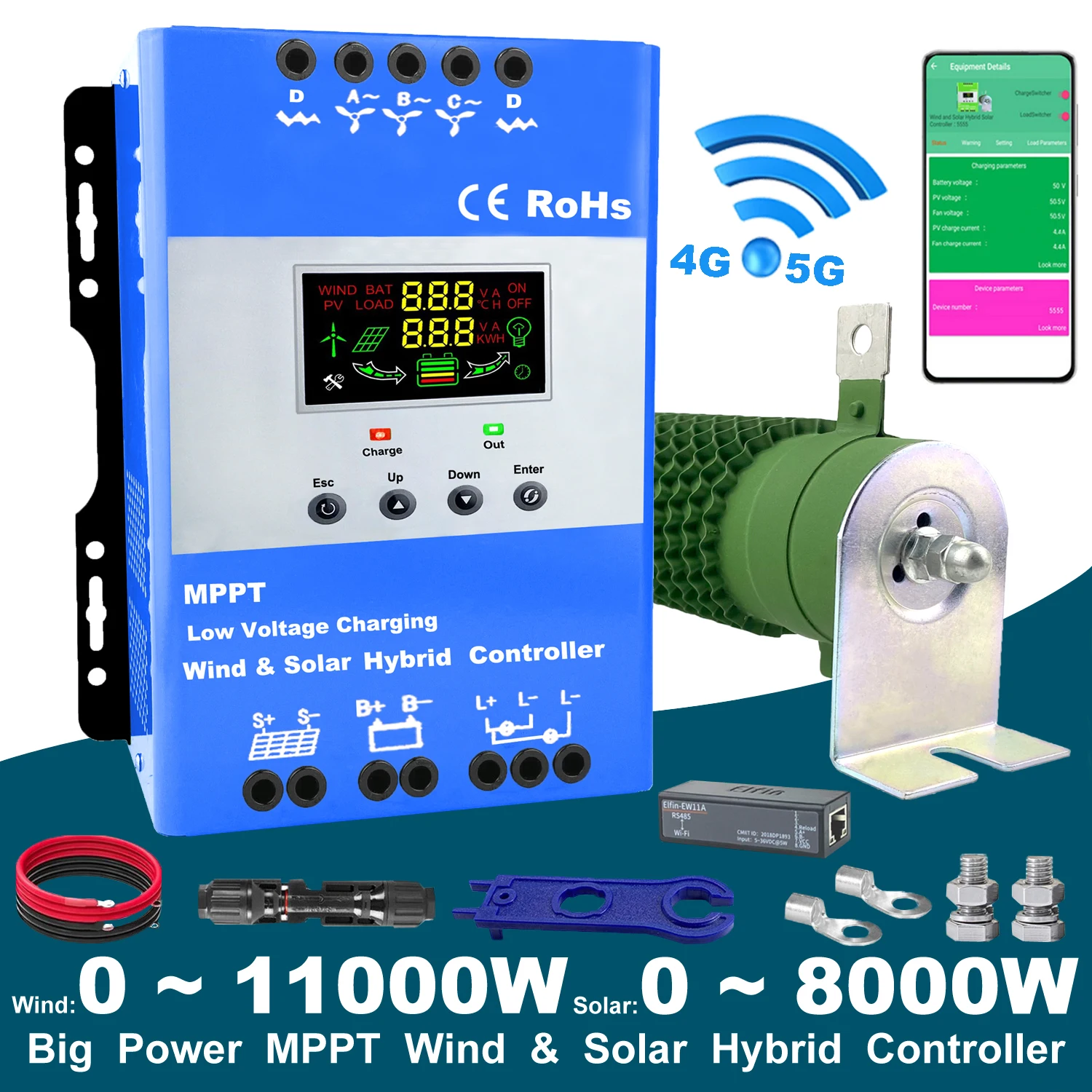 

Ветровая солнечная гибридная система MPPT Контроллер заряда с нагрузкой от 0 до 11000 Вт ветровая турбина 0-8000 Вт солнечная панель 12В 24В 48В регулятор