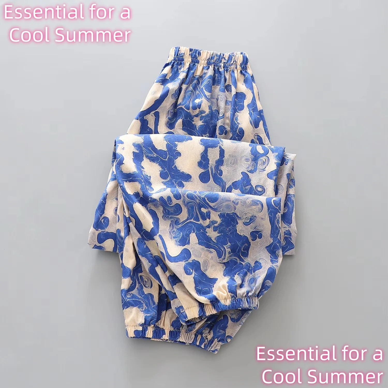 

New summer girls' long pants - lightweight sleep pants - lantern pants - big kids' home casual pants