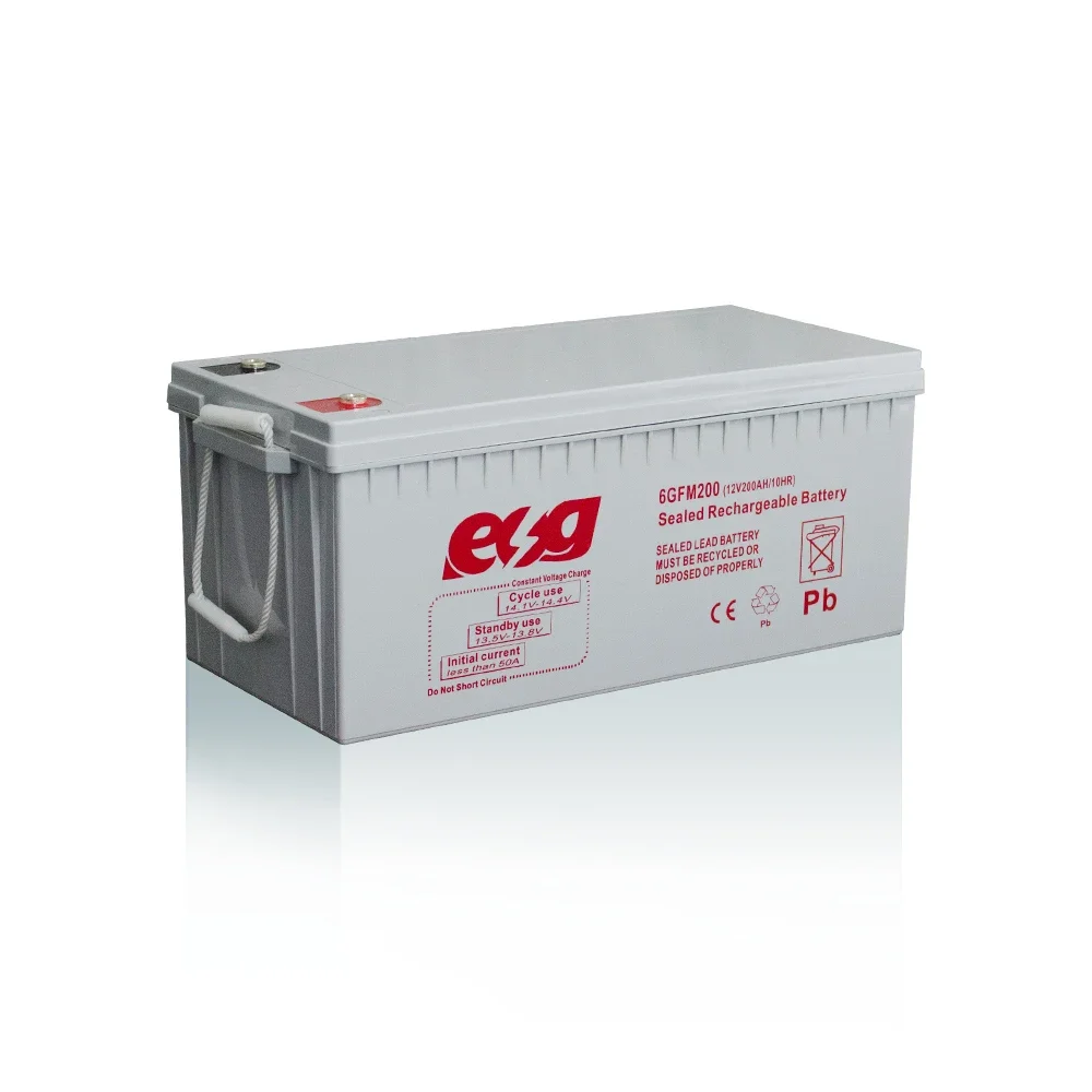 ESG  Factory High Rate For Solar System 12v 200ah AGM  Maintenance Free Deep Cycle Battery