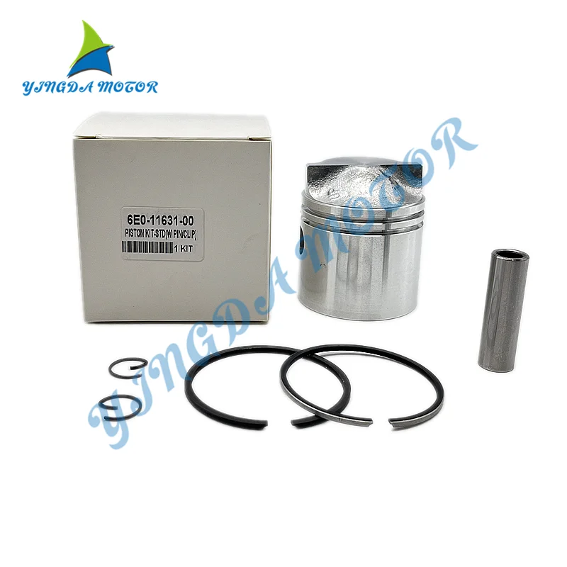 Boat Motor Piston Assy Set 6E0-11631 for Yamaha Outboard Motor 4HP 5HP 2-Stroke 50MM Boat accessories