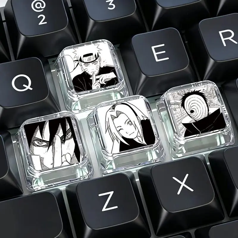 New NARUTO Uzumaki Naruto Gaara Creative Personality Cross Shaft Transparent Key Cap High Color Value Animation Cartoon Key Cap