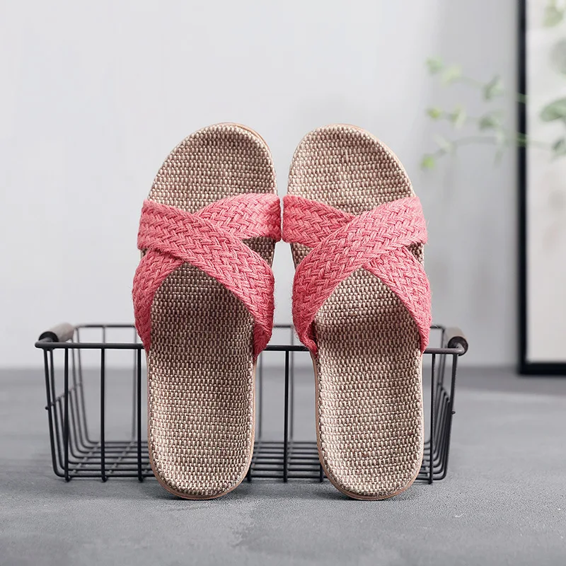 2023 new slippers men and women summer indoor breathable cotton linen couple slippers home comfortable slippers