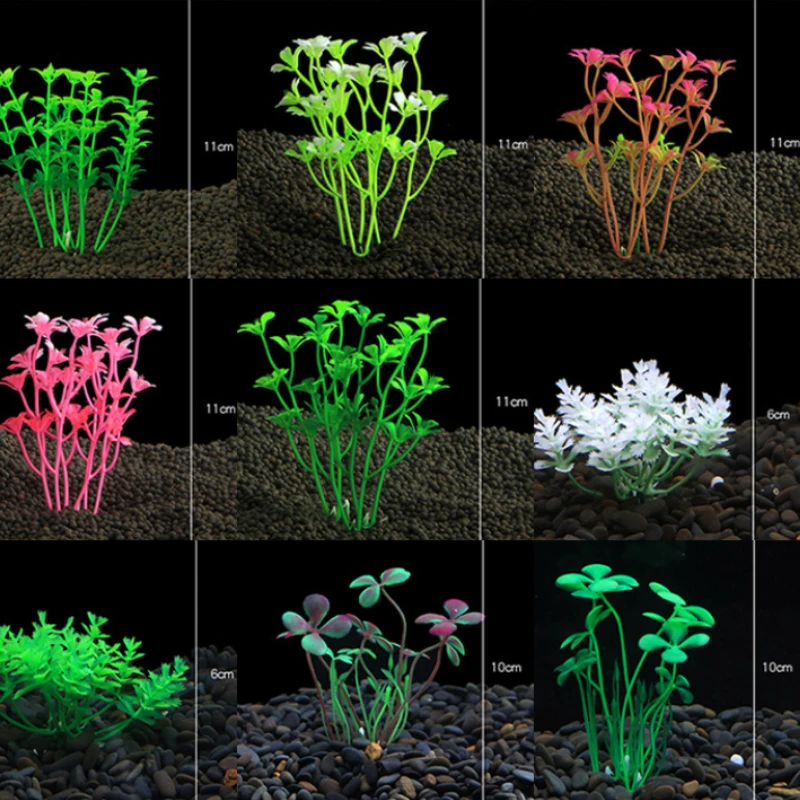 Artificial Aquarium Plant Realistic Floating Leaves Simulation Aquatic Stem Reptile Terrariums Water Tank Decoration Accessorie