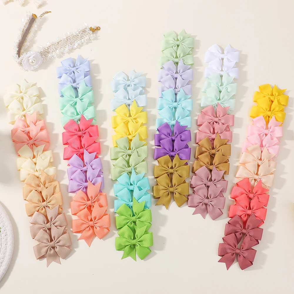 30/40pcs Baby Girls Hair Bows Clips Set Random Color 2.5'' Grosgrain Ribbon Bowbot Hairpin Barrettes Headwear Hair Accessories