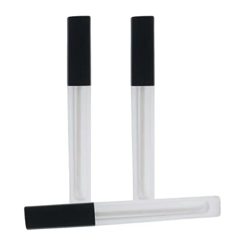 Leeg lipgloss tube verpakking met zwarte dop 5ml draagbare herbruikbare lippenbalsem flesjes voor lippen DIY kit reizen