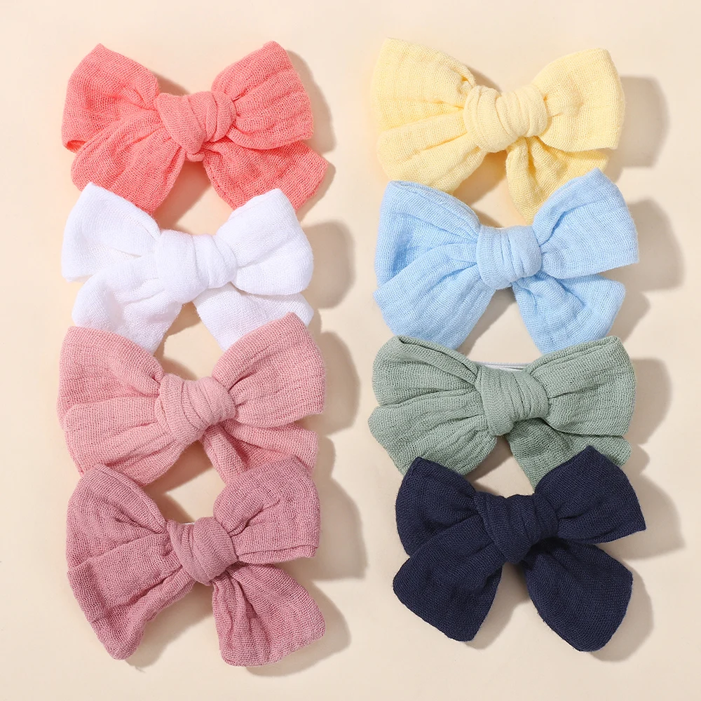 10 Stück zufällige Farbe, niedliche Haarspangen für Babys, Baumwollschleifen, Haarnadel, Haarschmuck, Kinder, Prinzessin, Haarspange, Frühlings-Kopfbedeckung