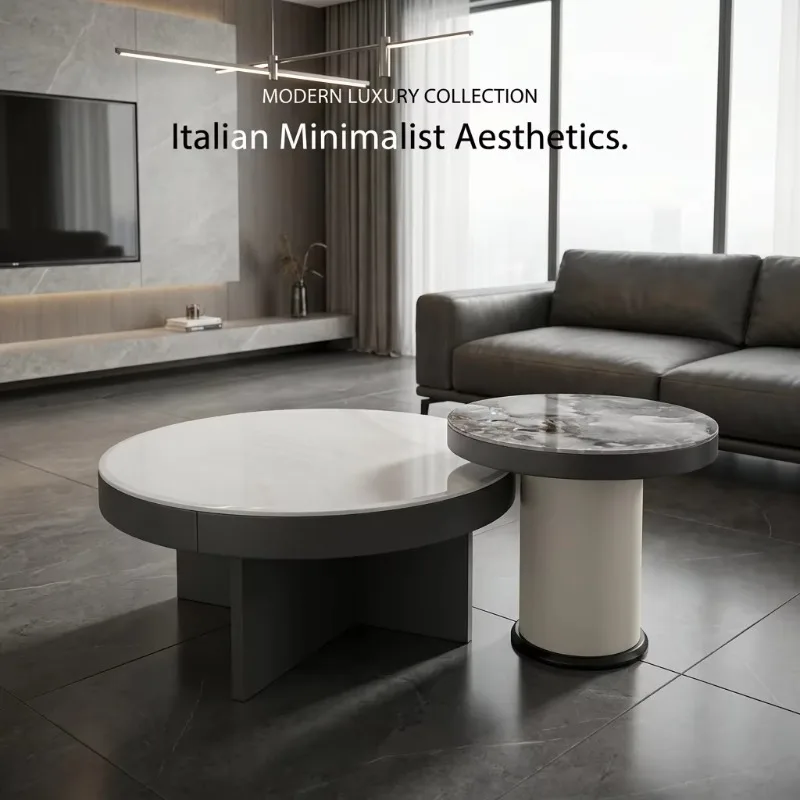 #Modern Two-piece Design, Coffee Table, Wooden Board  Household Living Room Furniture