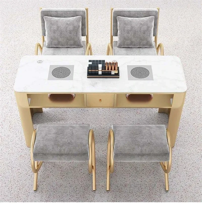 & Luxury Manicure Table Chair Set Nordic Design Nail tables with Dust Collector Professional Manicure Table Salon Furniture