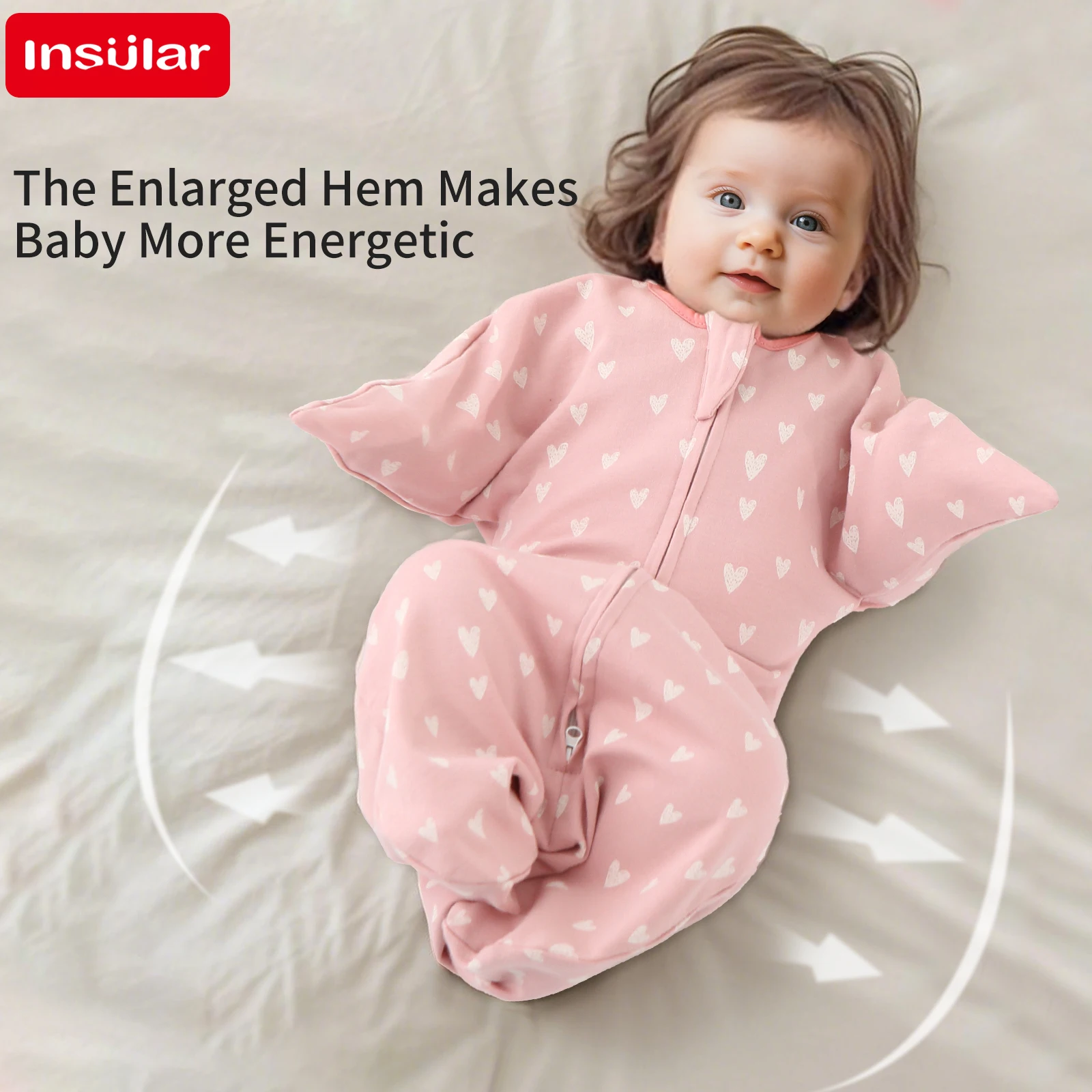INSULAR Infant Hugging Anti-Jumping Blankets All Cotton Newborn Sleep Sacks Surrender Type Baby Anti-startle Sleeping Bags 0-1Y