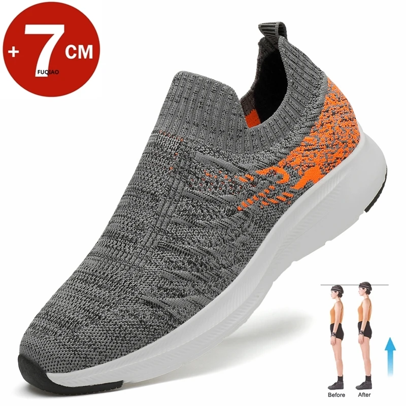 Lift Man Sneakers Summer Elevator Shoes Height Increase Shoes for Men Mesh Light Breathable 7CM Slip-on Casual Sport Shoes