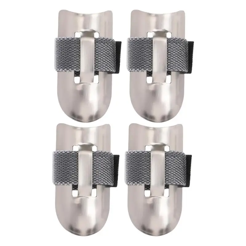 Stainless Steel Finger Hand Protector Adjustable Finger Cot Finger Cut Protector 4 Pieces Safe Stainless Steel Thumb Guard