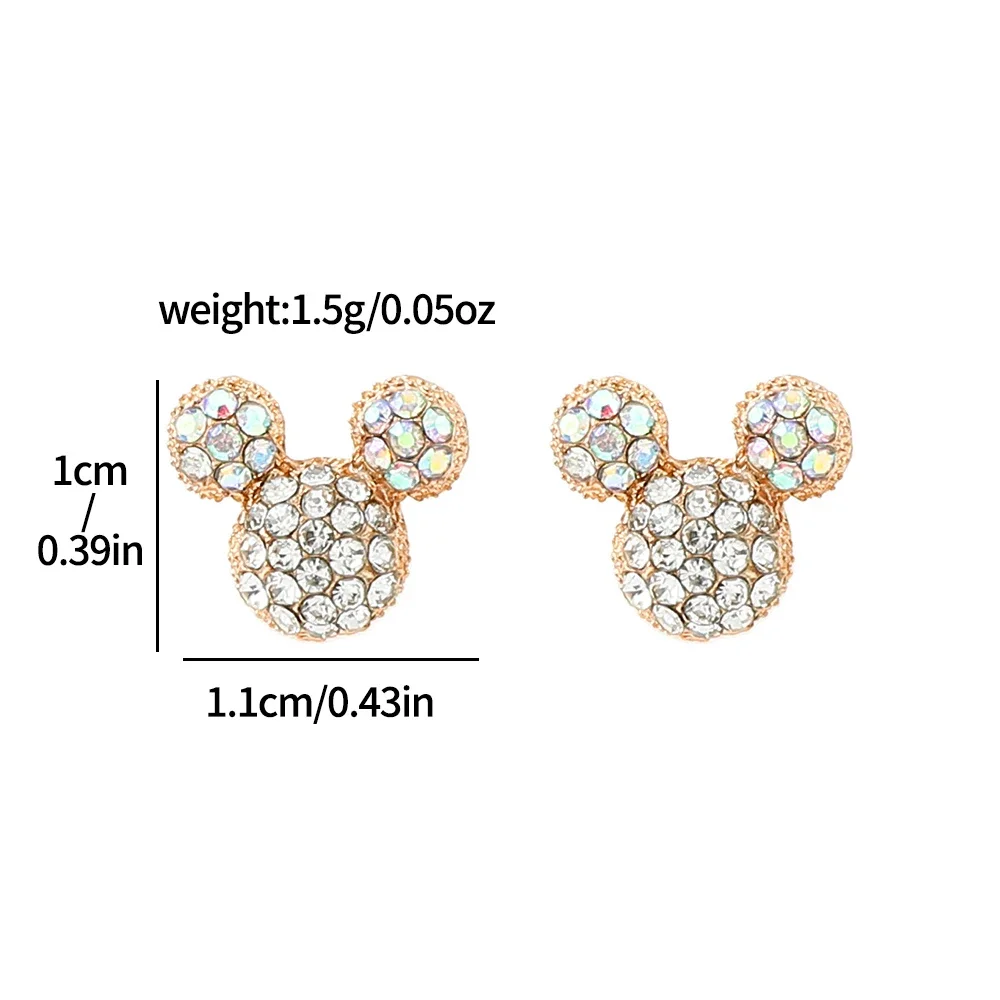 Shine Crystal Mickey Ear Studs Iced Out Women Earrings Party Accessories Women Girls Cartoon Anime Mouse Earrings Jewelry