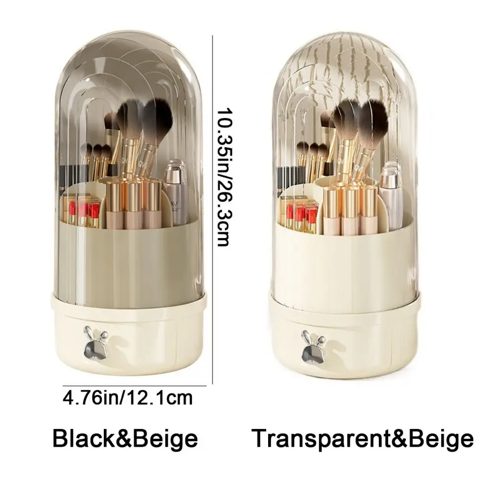 Plastic Makeup Brush Holder Large Capacity Rotatable Cylinder Makeup Brush Storage Bucket with Lid Dustproof Makeup Organizer