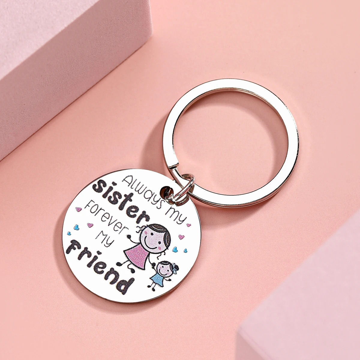 1Pc Bestie Gifts for Women Sister Keychain Always My Sister Forever My Friend Friendship Gifts for Women Sister Birthday Jewelry