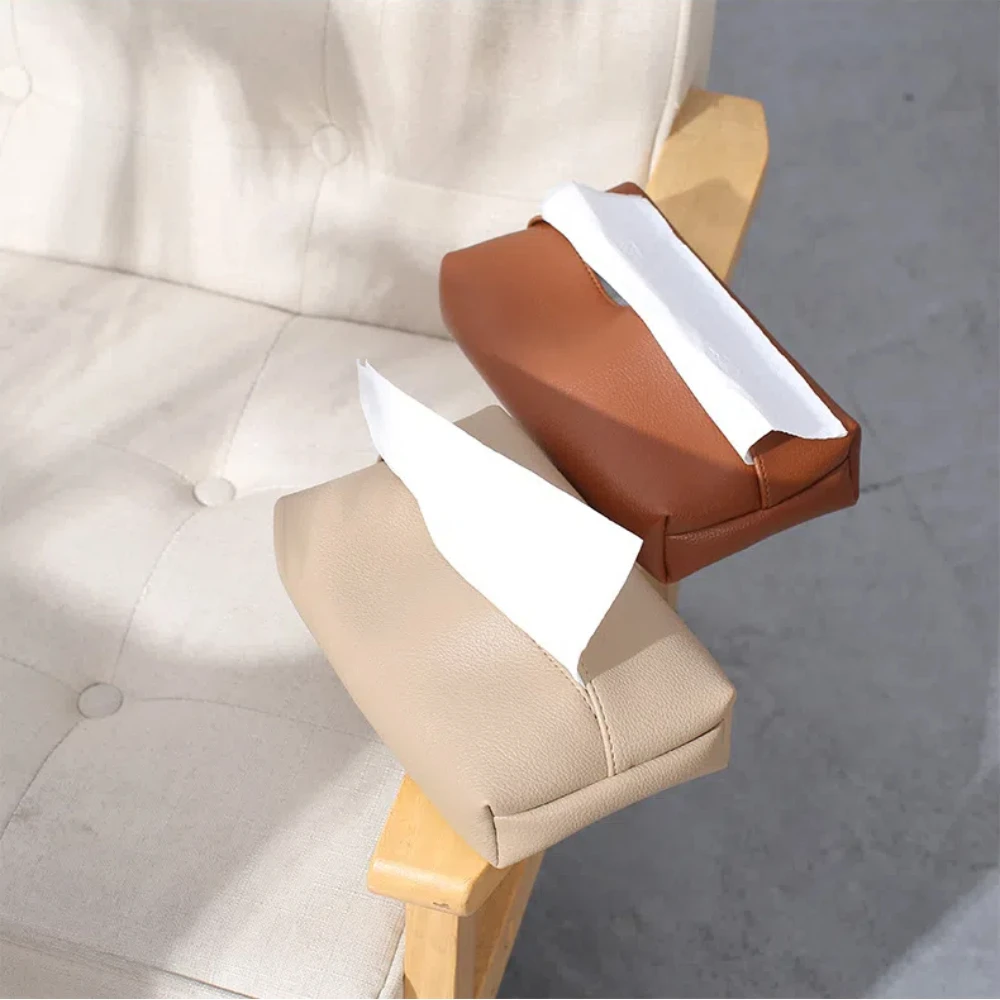 Creative Leather Tissue Box Nordic Simple Home Living Room Light Luxury Tissue Box Bedroom High-end Paper Tissue Box