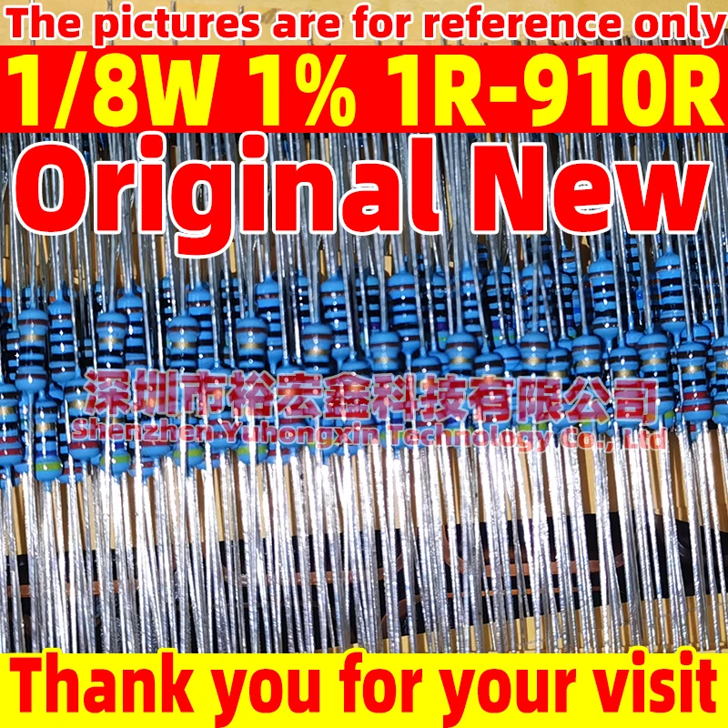 100pcs 1/8W 1% 1R-910R 10K-91K 1.1R 3.6R 4.7R 6.8R 13R 51R 47R 82R 30K 20K 18K 39K 68K 120R Metal film 5-color ring resistor