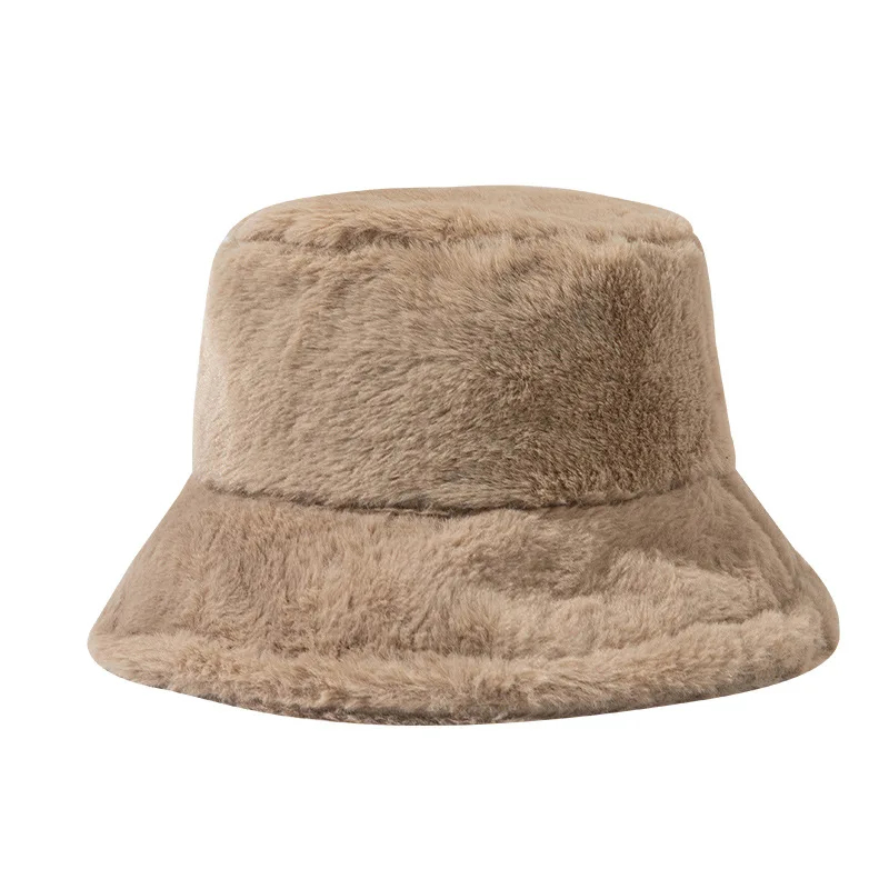 Autumn and Winter Hat Imitation Rabbit Fur Sweet and Cute Plush Versatile Fisherman Hat Warm Thickened Basin Hat