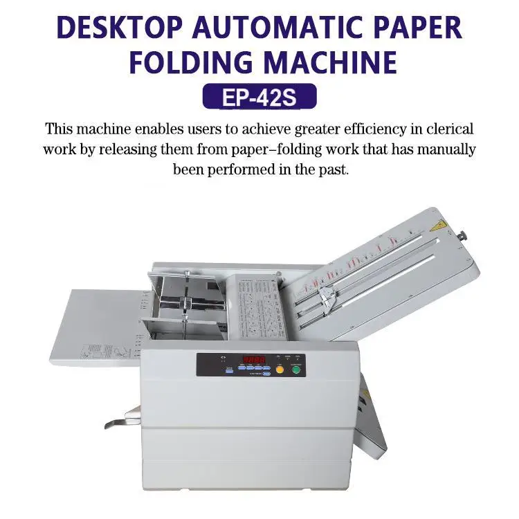 EP-42S Automatic Desktop Paper File Folder Machine Booklet Greeting Card Tissue Paper Brochure Leaflet Folding Machine for Sale