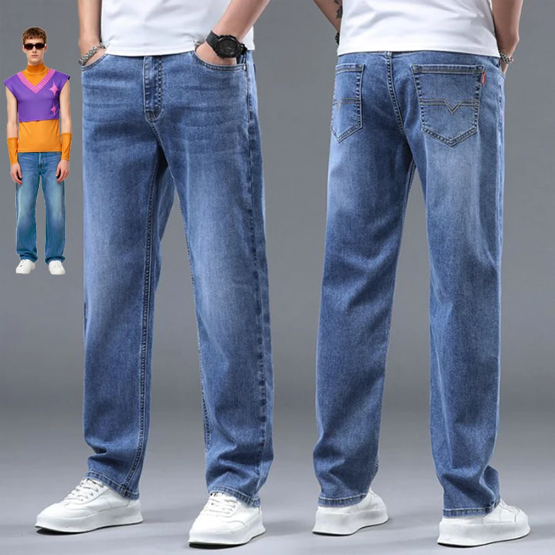 Kpop شيطان هنتر نفس النمط الجينز 2025 الكورية موجة السراويل الرجالية غير رسمية مستقيم موضة جينز سترتش الرجال Jinu سر Abay