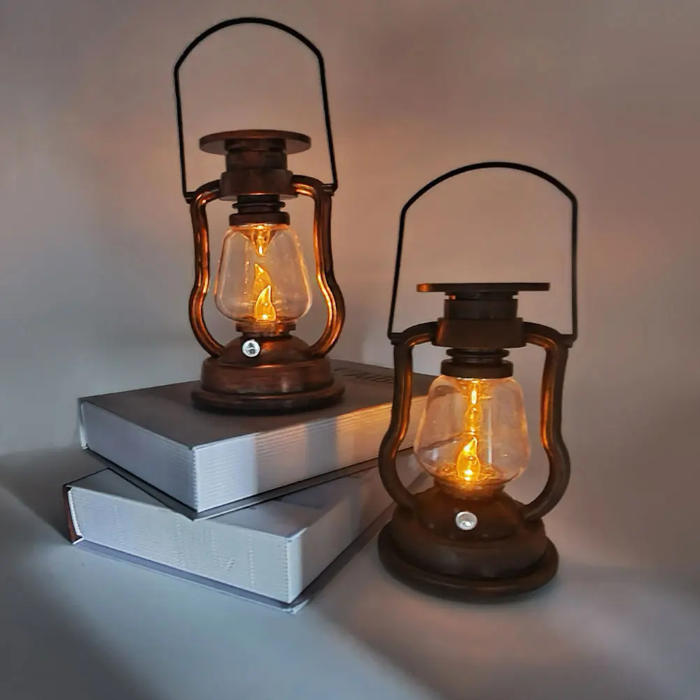 

Vintage Solar Lamp Decorative Lantern Retro Garden Light Yard Waterproof Sturdy Durable Outdoor Handheld Wall Hanging