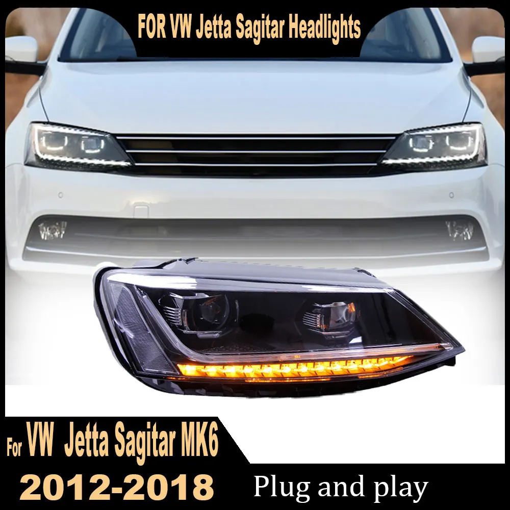 2 sztuki świateł samochodowych do VW Jetta MK6 Sagitar 2012 2013 2014 2015-2018 Jetta Head Lamp Drl Projector Lens Akcesoria samochodowe