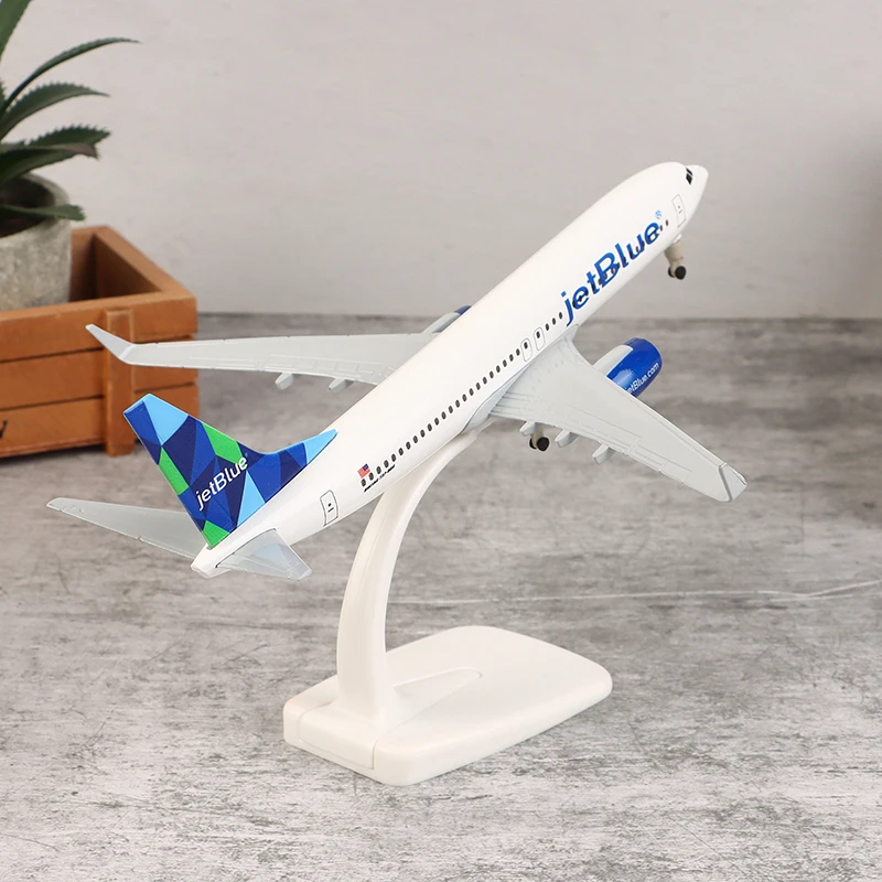 20 cm Legering Metaal USA Air JET BLUE JetBlue Airlines Boeing 737 B737 Vliegtuig Vliegtuigen W Landingsgestellen Airways Diecast Vliegtuig Model