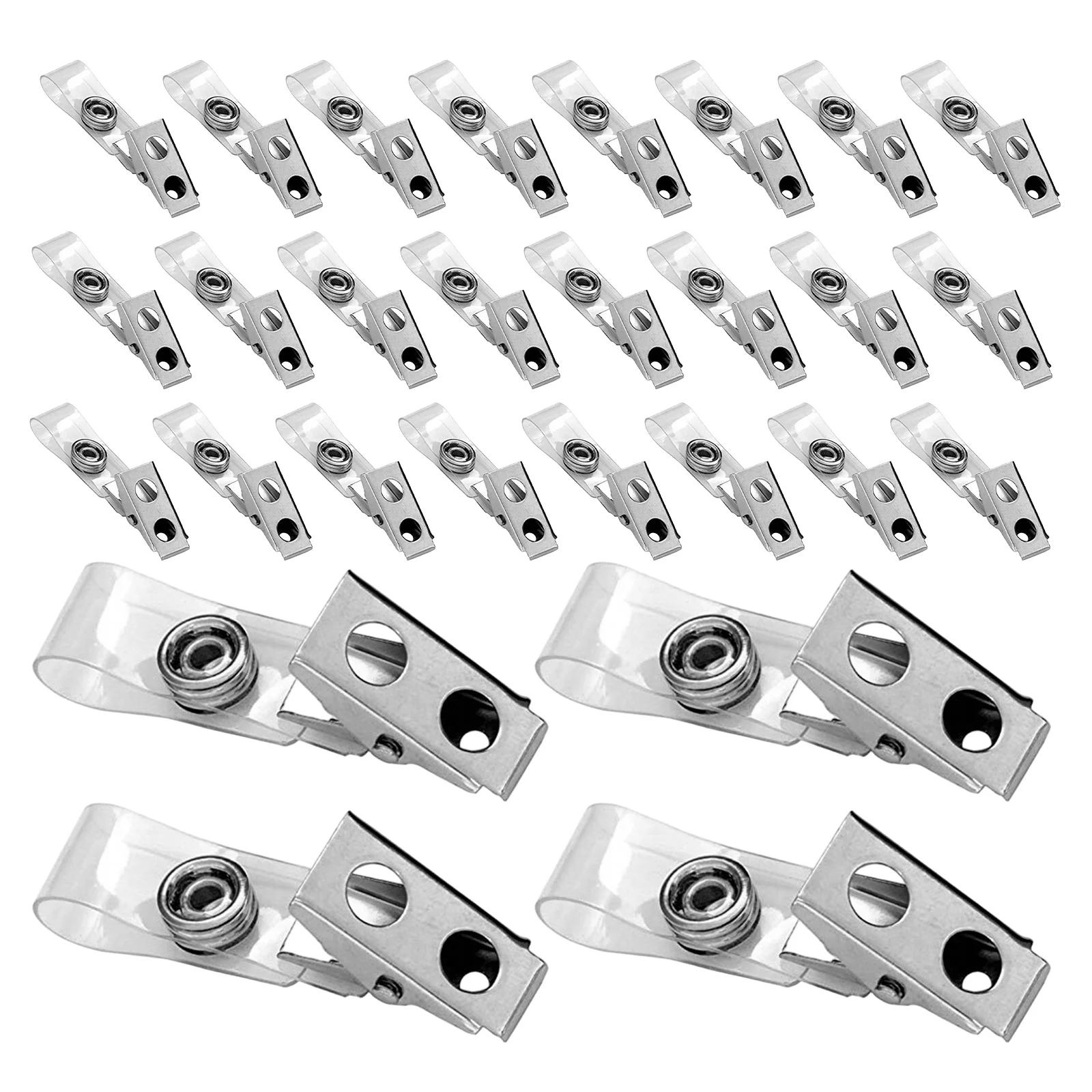 

250pcs Chest Double Hole Metal Clips Clear Pvc Straps Secure Id Card Holder Clamps For Work Name Tags Offices Schools Hospitals