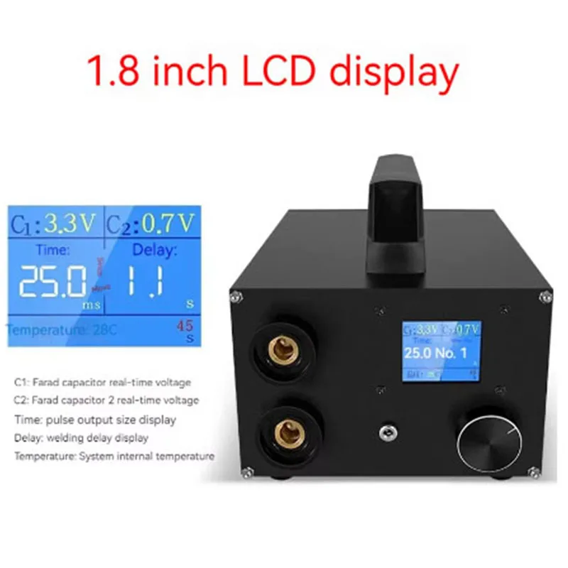 

5V/2100A Super Capacitor LCD Digital Display Spot Welder Portable High-power Handheld Energy Storage Spot Welder Dual Pulse Weld