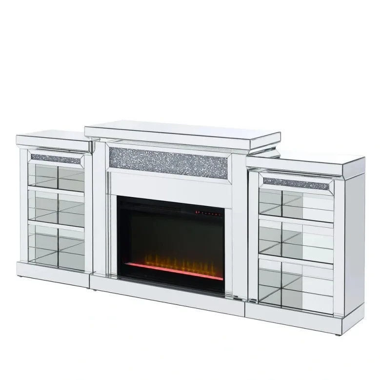 New Design Hot Mirror Electric Fireplace with Crushed Diamon