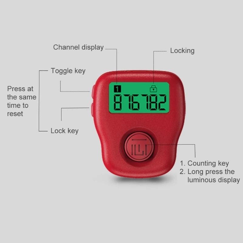 Liczniki palców Tally LED Elektroniczny klikacz palcowy Tasbih Ręczny pierścień Kliknij Licznik okrążeń Zdarzenie Clicker KXRE