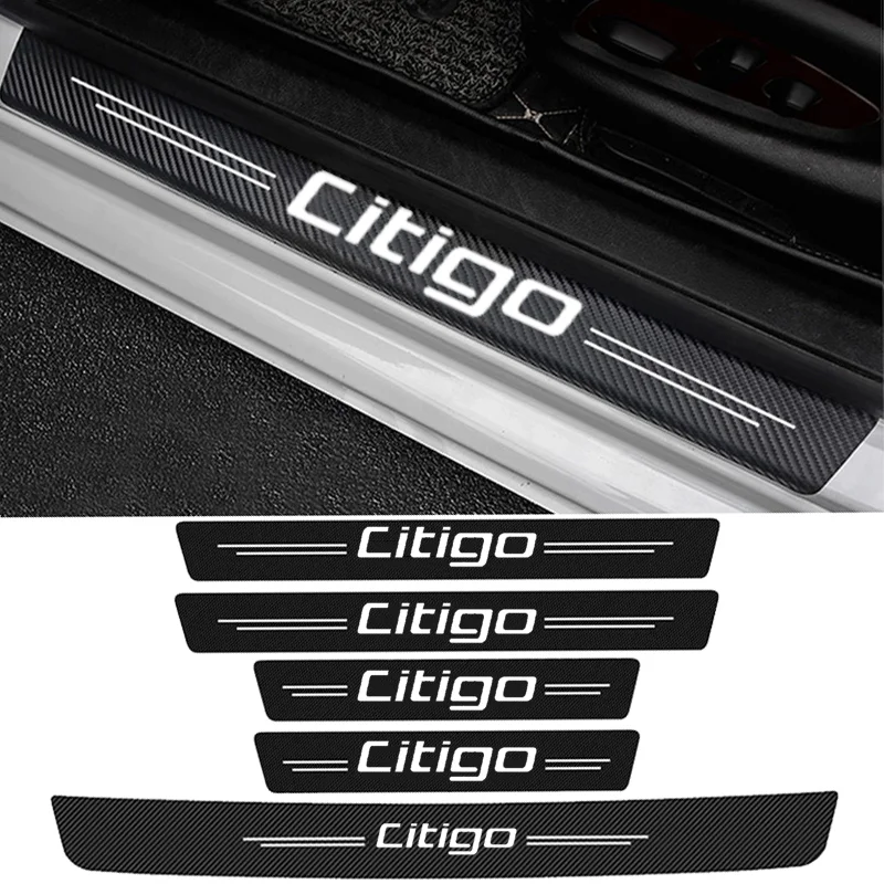 

Carbon Fiber Car Front Rear Anti Scratch Sticker for Skoda Citigo Logo Door Threshold Decals Sill Protective Strips Decoration