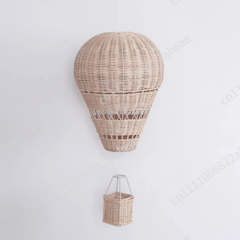 Handmade Kids Room Decoration Nordic Style Children Bedroom Kindergarten Rattan Weaven Hot Air Balloon Craft Wall Hanging Decor