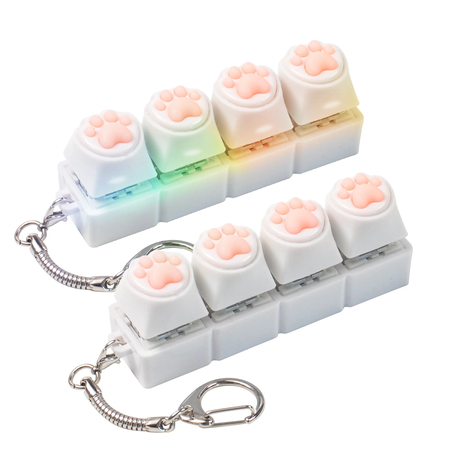 Chaveiro de Silicone Macio com Patas de Gato, Clicker de Teclado, Anel Fidget, Pingente para Mochila, Acessórios de Mesa, Ferramenta de Descompressão por Pressão