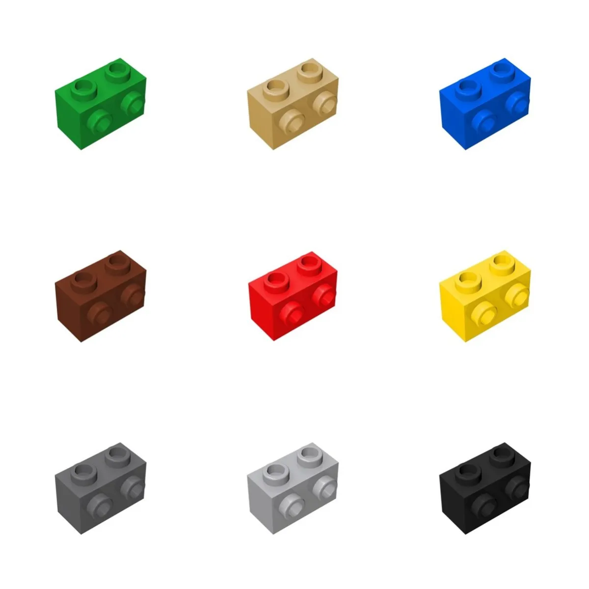 

DIY Building Blocks 1x2, Studs 1-Side Size Compatible With 11211 Brick Plastic Toys for Children