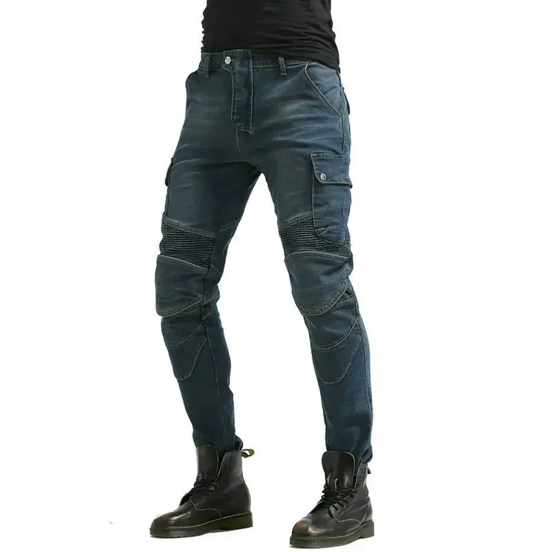 Loong Biker Wear-Resistant Motorcycle Riding Jeans Knight Sports Cycling Loose Straight Pants Wear Resistant Material Trousers