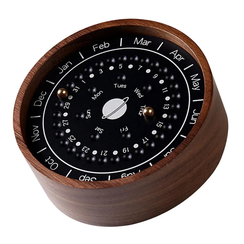 

Wooden Planetary Ornaments Sundial Shaped Calendar Home Decor Coffee Color Beads Desk Accessories Creative Gifts