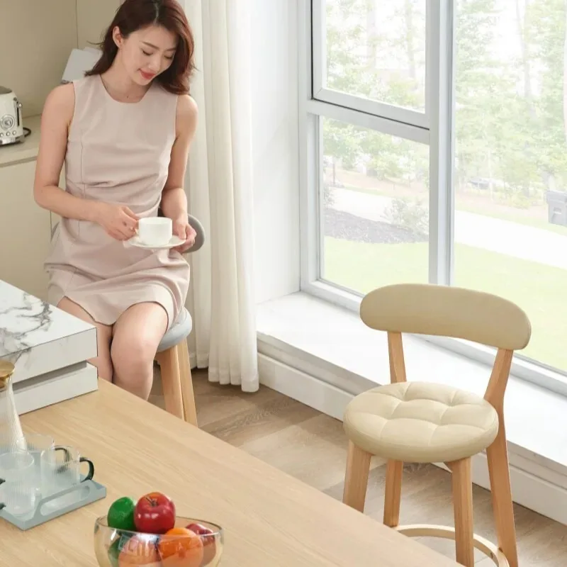Outside Comfortable Bar Chair With Backrest Counter Relaxing Bar Chair Computer Soft Round Taburete De Bar Nordic Furniture