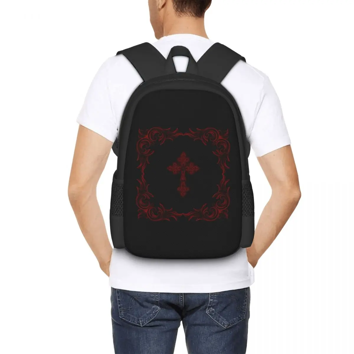 

Gothic Vampire Halloween Haunted Mansion Student Backpack School Bag Hiking Travel Daypack for Men Women Bookbag Shoulder Bags