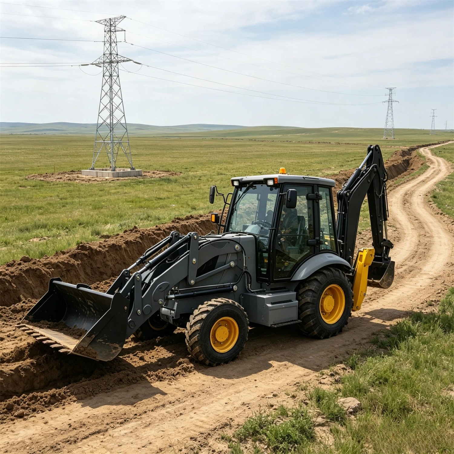 Hot Product Two Working Backhoe Loaders Diesel Engine Hydraulic Digger Backhoe Loader Construction Earth Moving Equipment