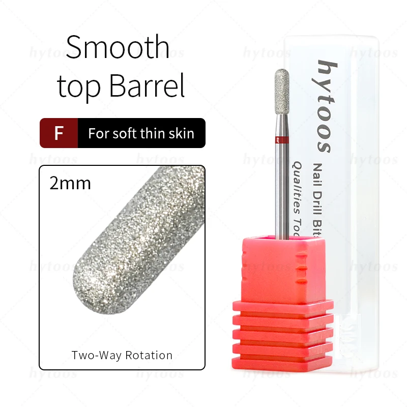 HYTOOS Rounded Top Cuticle Nail Drill Bits Professional Diamond Russian Nail Bit Safety Under Nail Dead Skin Cleaner Burr Tools
