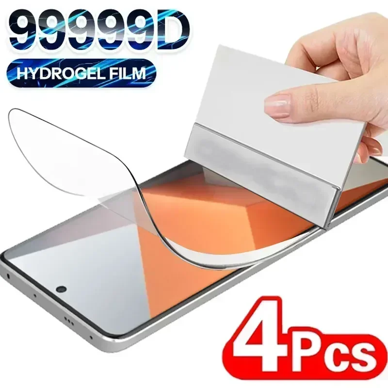 4PCS Hydrogel Film For Xiaomi Redmi Note 13 Pro Plus 5G Soft Screen Protector for Redmi Note 12 12S 11S 10S 9T 9 11 10A 10C Film