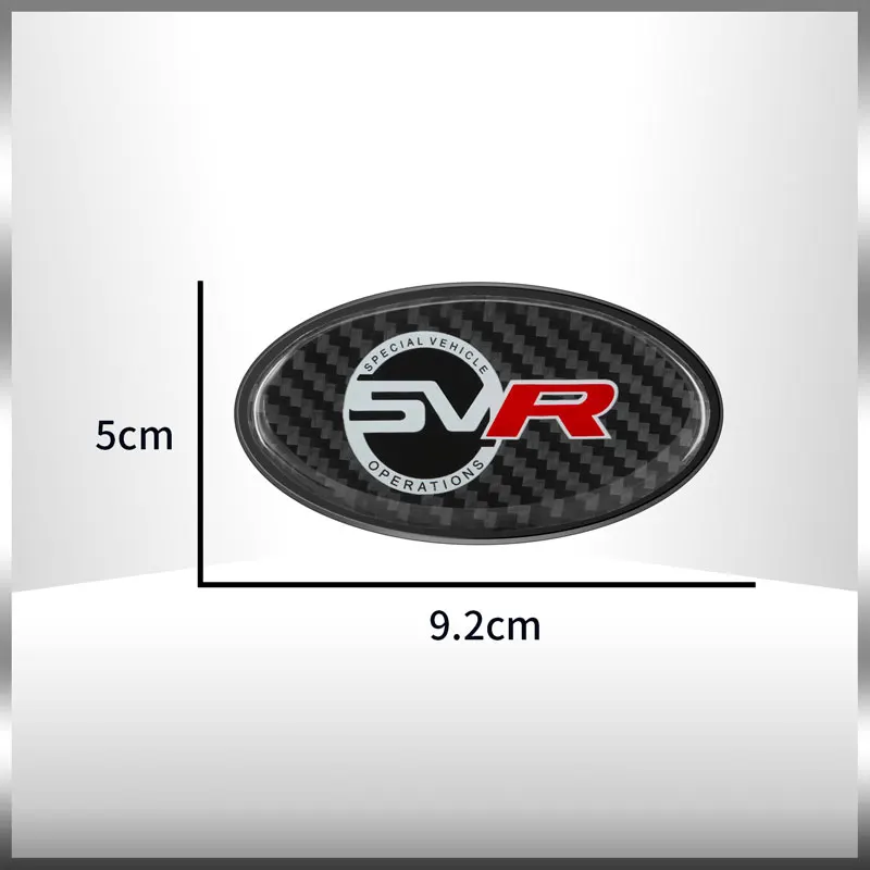 Car Decor Carbon Fiber SV SVR Logo Car Front Grille Trunk Badge Sticker For Discovery Evpque Defender 3 4 Velar Freelander Sport