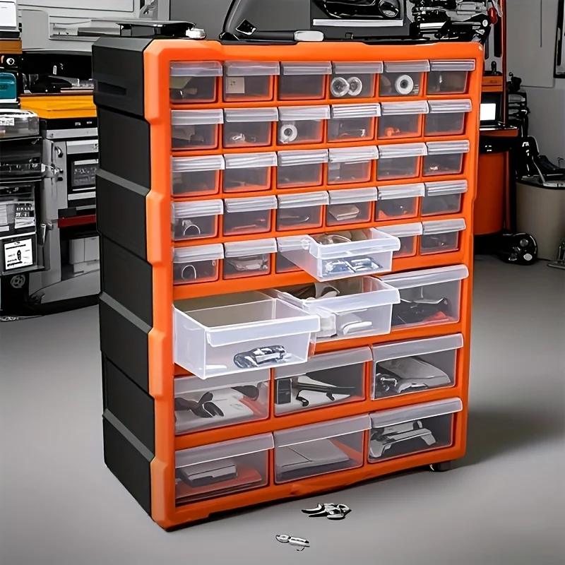 39-Drawer Plastic Tool Box, Auto Repair Tool Box, Small Parts Storage Box - Desktop or Wall-mounted Storage Drawers Stackable