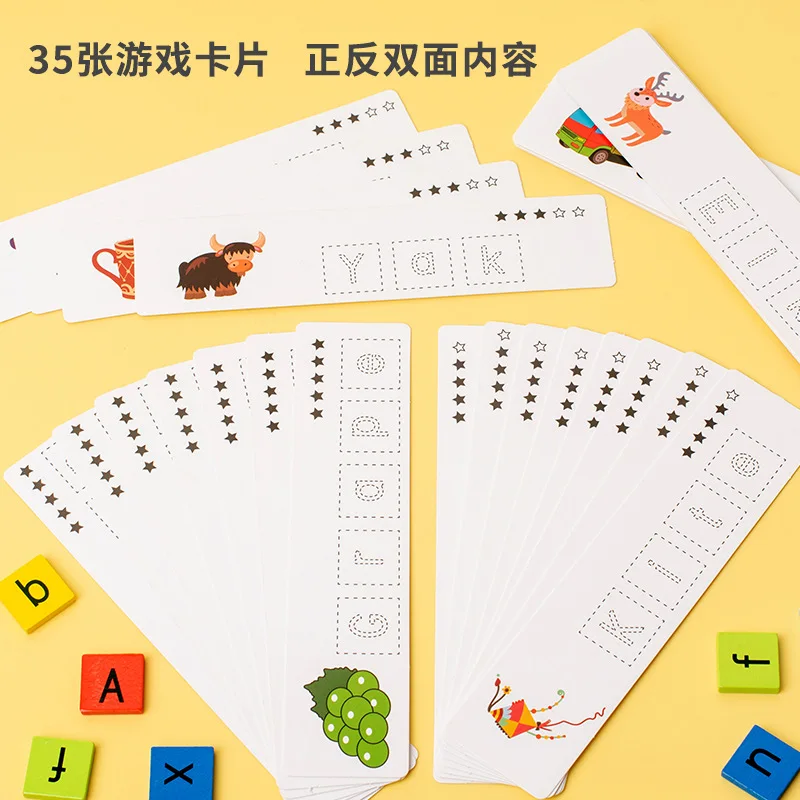 Puzzle de mots en bois pour enfants, jouets tridimensionnels, éducation précoce, lettres, blocs de construction cognitifs