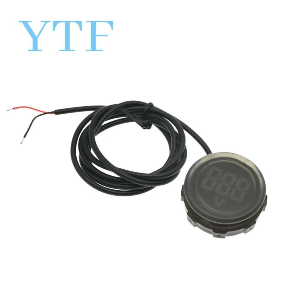 Waterproof round voltmeter LED digital display DC DC4-100V electric vehicle universal two-wire digital display head