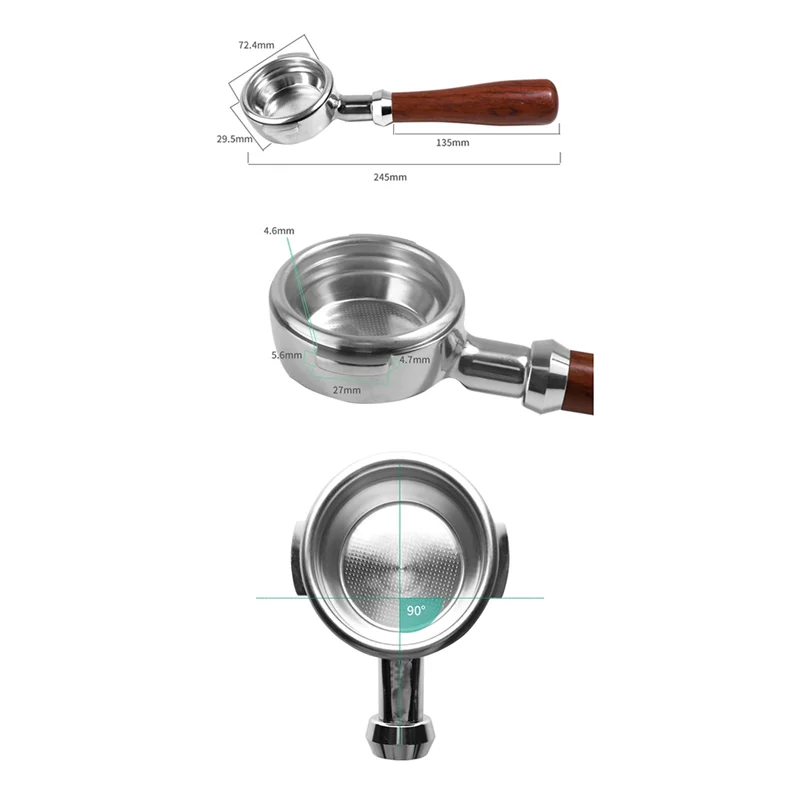 ماكينة قهوة بلا قعر من الخشب الصلب ، مقبض بورتافلتر ، شاملة ، قابلة للتطبيق ، E61 ، 58